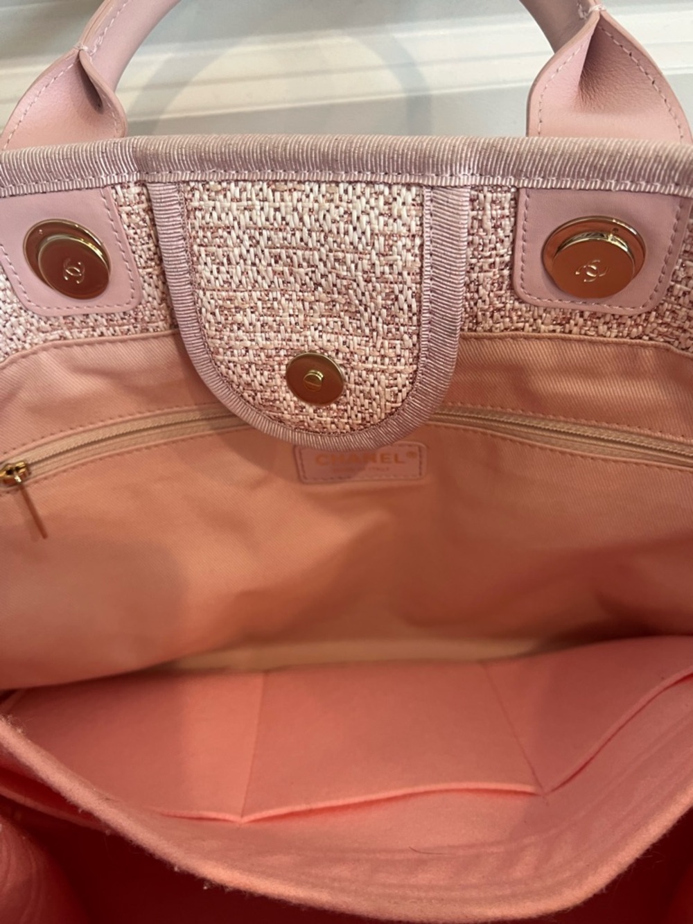Chanel pink deauville with top handle tote bag - Picture 10 of 12